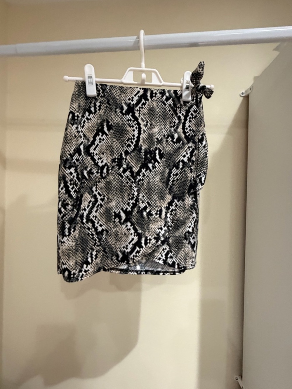 Black & White Snake Print Mini Skirt